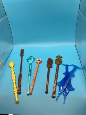 plastic Tiki swizzle sticks Frank’s,Trader Sam, Tolteca, SOS, Tatsu-ya, Psycho